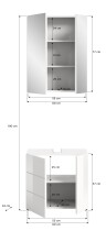 Badezimmer-Set >Vira< in Weiß Hochglanz - 60x190x34cm (BxHxT)
