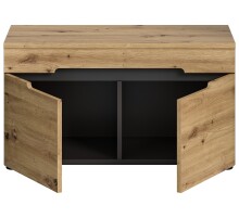Sitzbank >Canu< in Basalt Grau / Artisan - 80x45x37cm (BxHxT)