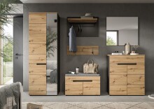 Sitzbank >Canu< in Basalt Grau / Artisan - 80x45x37cm (BxHxT)