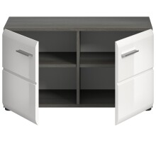 Sitzbank >Salsa< in Rauchsilber / Weiß Hochglanz - 80x44x37cm (BxHxT)