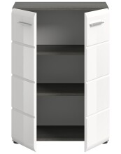Kommode >Salsa< in Rauchsilber / Weiß Hochglanz - 60x85x37cm (BxHxT)