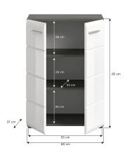 Kommode >Salsa< in Rauchsilber / Weiß Hochglanz - 60x85x37cm (BxHxT)
