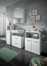 Waschbeckenunterschrank >Ice< in Weiß Hochglanz - 60x54x32cm (BxHxT)
