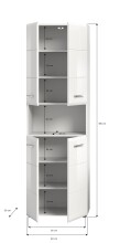 Hochschrank >Ice< in Weiß Hochglanz - 60x185x30cm (BxHxT)