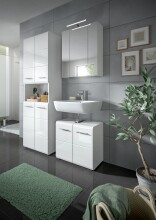 Hochschrank >Ice< in Weiß Hochglanz - 60x185x30cm (BxHxT)