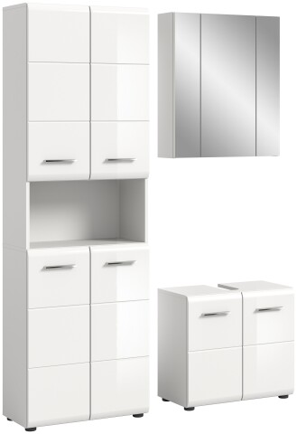 Badezimmer-Set >Ice< in Weiß Hochglanz - 135x190x32cm (BxHxT)
