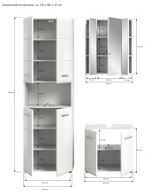 Badezimmer-Set >Ice< in Weiß Hochglanz - 135x190x32cm (BxHxT)