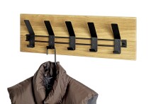Wandgarderobe >54336< in eiche, schwarz, Massivholz, Metall - 60x20x10cm (BxHxT)