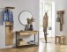 Wandgarderobe >54337< in eiche, schwarz, Massivholz, Metall - 35x175x25 (BxHxT)