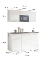 Singleküche >Jazz< in Weiß hochglanz - 160x212x60 (BxHxT)
