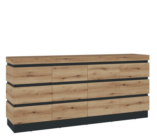 Sideboard >CORTE< in Coast Evoke Eiche/Kosmos Grau - 201,2x92,5x45cm (BxHxT)