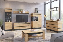 Couchtisch >CORTE< in Coast Evoke Eiche Dekor/Kosmos Grau - 110x43x67cm (BxHxT)