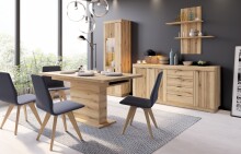 Glasvitrine >DELAMAR< in Coast Evoke Eiche Dekor - 62,2x197,8x39,6 (BxHxT)