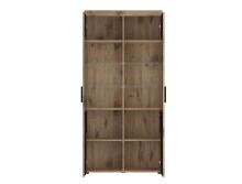 Glasvitrine >GRANO< in Viking Eiche Dekor/Kosmos Grau - 92,8x195x37,4 (BxHxT)