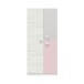 Jugendzimmer-Set >NUBE< in Alpen-Weiß / Grau / Rosa - 199x65x96 (BxHxT)