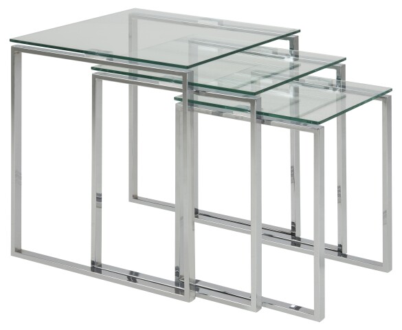 Satztisch >Katrine< (3-teilig) in Klar, Glas - 50x55x50cm (BxHxT)