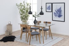 Esszimmerstuhl >Taxi< (2er-Set) in Grau, Stoff, Eiche - 45x80x49cm (BxHxT)