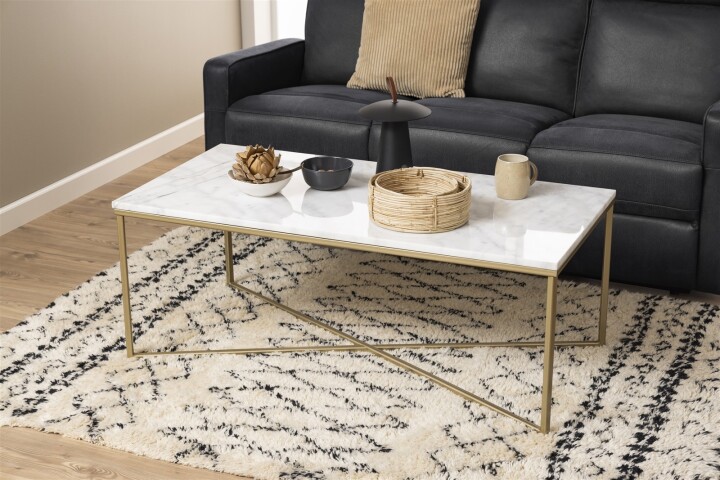 Couchtisch >Alisma< in weiss, Marmor - 120x46x60cm (BxHxT)