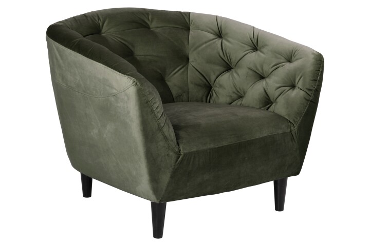 Sessel >Ria< in waldgrün, Polyester, Rubberwood - 97x78x84cm (BxHxT)