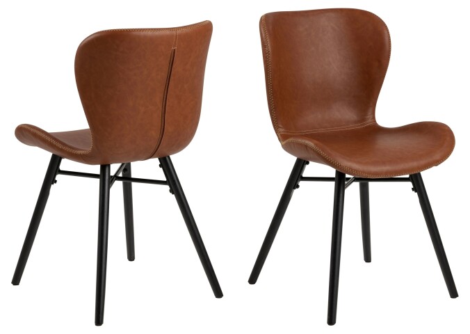 Esszimmerstuhl >Batilda -A1< (2er-Set) in cognac - 47x82,5x53 (BxHxT)