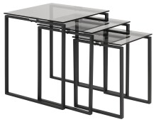 Satztisch >Katrine< (3-teilig) in Grau, Glas, Stahl...
