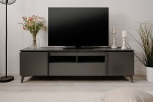 Wohnzimmer-Set >Bertrix< in Schiefer dunkel / anthrazit - 177x51,5x40cm (BxHxT)