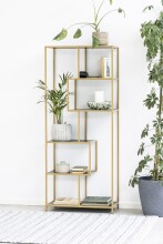 Standregal >Seaford< in schwarz, gold, MDF, Stahl -...