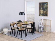 Esstisch >Roxby< in Eiche, Schwarz, MDF, Rubberwood...