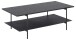Couchtisch >Angus< in schwarz, MDF, Stahl - 115x40x60cm (BxHxT)