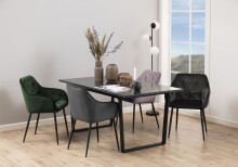 Esstisch >Amble< in schwarz, MDF, Stahl - 160x74x90cm (BxHxT)
