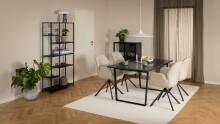 Esstisch >Amble< in schwarz, MDF, Stahl - 160x74x90cm (BxHxT)
