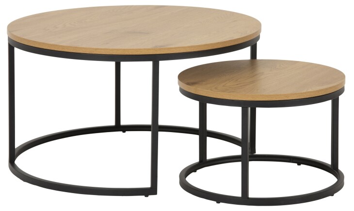 Couchtisch >Spiro< (2-teilig) in Wildeiche, MDF, Stahl - 44,5x80cm (HxD)