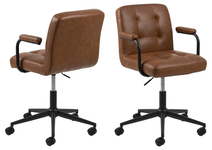 Schreibtischstuhl >Cosmo< in cognac, Polyurethan, Stahl - 56x88,5x59cm (BxHxT)