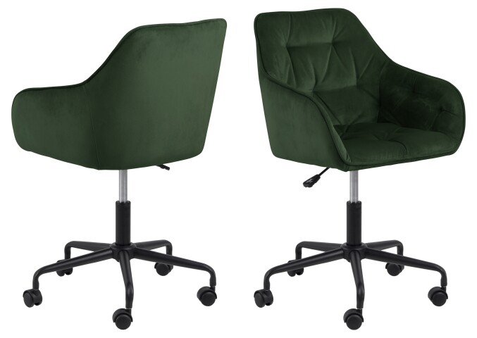 Schreibtischstuhl >Brooke< in waldgrün, Polyester, Stahl - 59x88,5x58,5 (BxHxT)