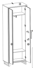 Garderobenschrank >Joe< in Eiche / anthrazit - 70x197x40 (BxHxT)