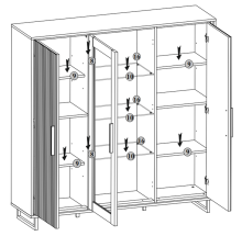Highboard >Joe< in Eiche / anthrazit, Eiche teilmassiv - 146x147x40cm (BxHxT)