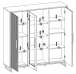 Highboard >Joe< in Eiche / anthrazit, Eiche teilmassiv - 146x147x40cm (BxHxT)