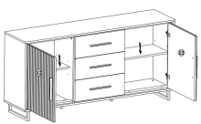 Sideboard >Joe< in Eiche / anthrazit, Eiche teilmassiv - 163x84x40cm (BxHxT)