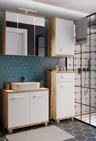 Badezimmer-Set >Veris< (4-teilig) in Artisan Eiche Dekor / secret grey