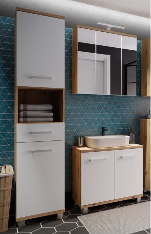 Badezimmer-Set >Veris< (3-teilig) in Artisan Eiche Dekor / secret grey