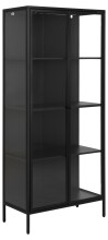 Glasvitrine >Newcastle< in schwarz, Stahl - 80x180x40cm (BxHxT)