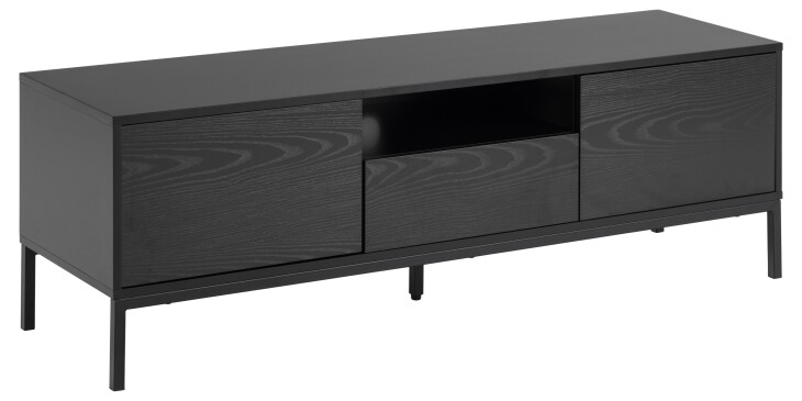 TV-Board >Seaford< in schwarz, MDF. Stahl - 140x45x40cm (BxHxT)