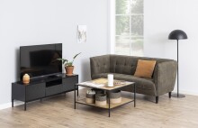 TV-Board >Seaford< in schwarz, MDF. Stahl -...
