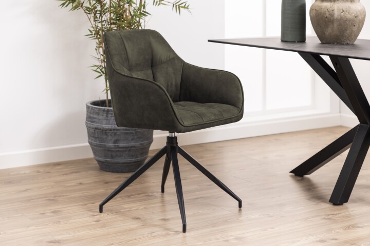 Armlehnstuhl >Brenda< in olivgrün, Polyester, Stahl - 58x84,5x54,5cm (BxHxT)
