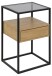 Nachttisch >Randolf< in Wildeiche; schawrz, Glas, Stahl, MDF - 40x60x35 (BxHxT)