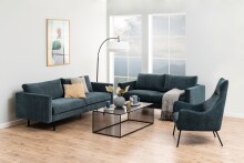 Couchtisch >Strington< in schwarz, Glas, MDF, Stahl - 120x40x60cm (BxHxT)