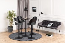 Barhocker >Lucy< (2er-Set) in Grau, Polyester, Stahl - 47x113x50,5cm (BxHxT)