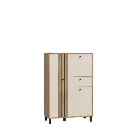 Highboard >KILLARNEY< in Sand / Mauvella Eiche Dekor - 88,1x131,8x42cm (BxHxT)