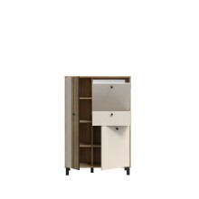 Highboard >KILLARNEY< in Sand / Mauvella Eiche Dekor - 88,1x131,8x42cm (BxHxT)