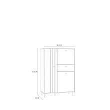 Highboard >KILLARNEY< in Sand / Mauvella Eiche Dekor - 88,1x131,8x42cm (BxHxT)